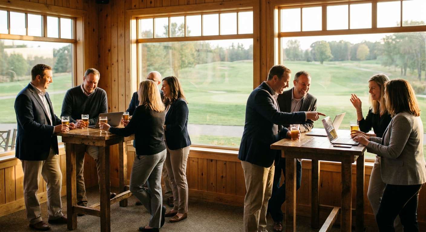 Real estate investors networking at the NEI Real Estate Investor Meetup at the Back Nine Tavern at Stanley Golf Course in New Britain, Connecticut