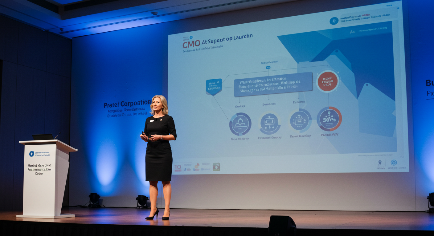 Fractional Chief Marketing Officer role visualization featuring digital marketing strategy and brand development discussion