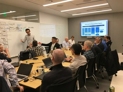 Working group discussion among companies from around the world