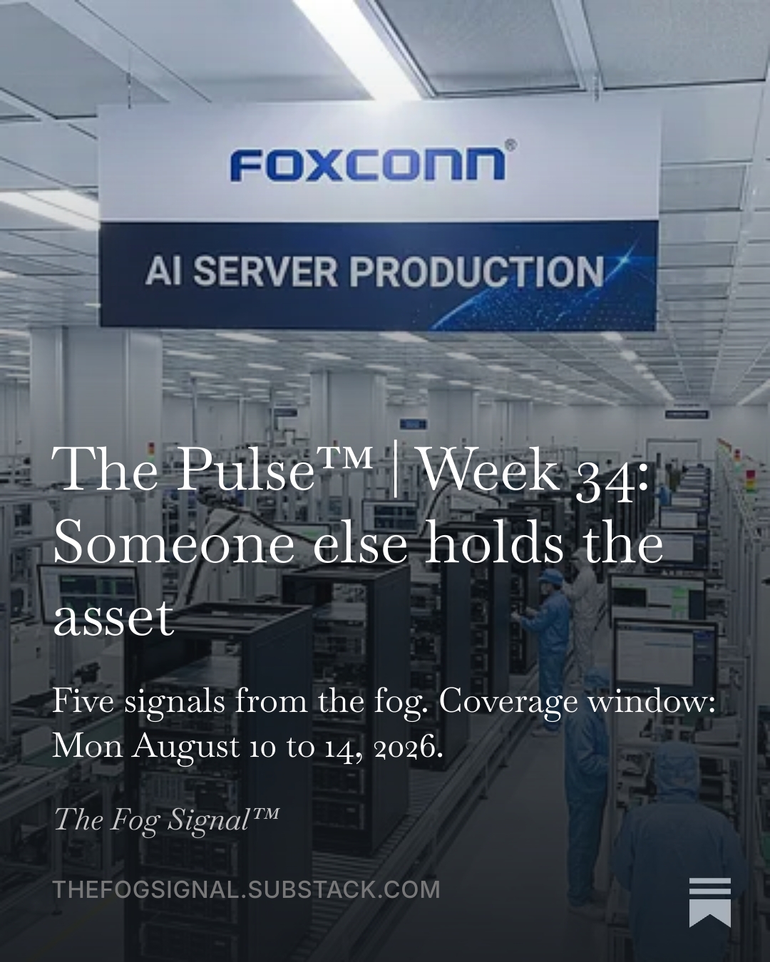 The Pulse Week 34 visualization for Someone else holds the asset, covering industrial IoT, telecommunications, edge computing, autonomous systems, and artificial intelligence.