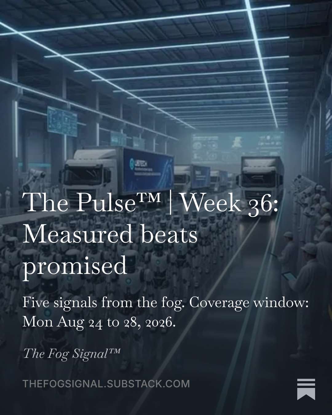 The Pulse Week 36 visualization for Measured beats promised, covering industrial IoT, telecommunications, edge computing, autonomous systems, and artificial intelligence.