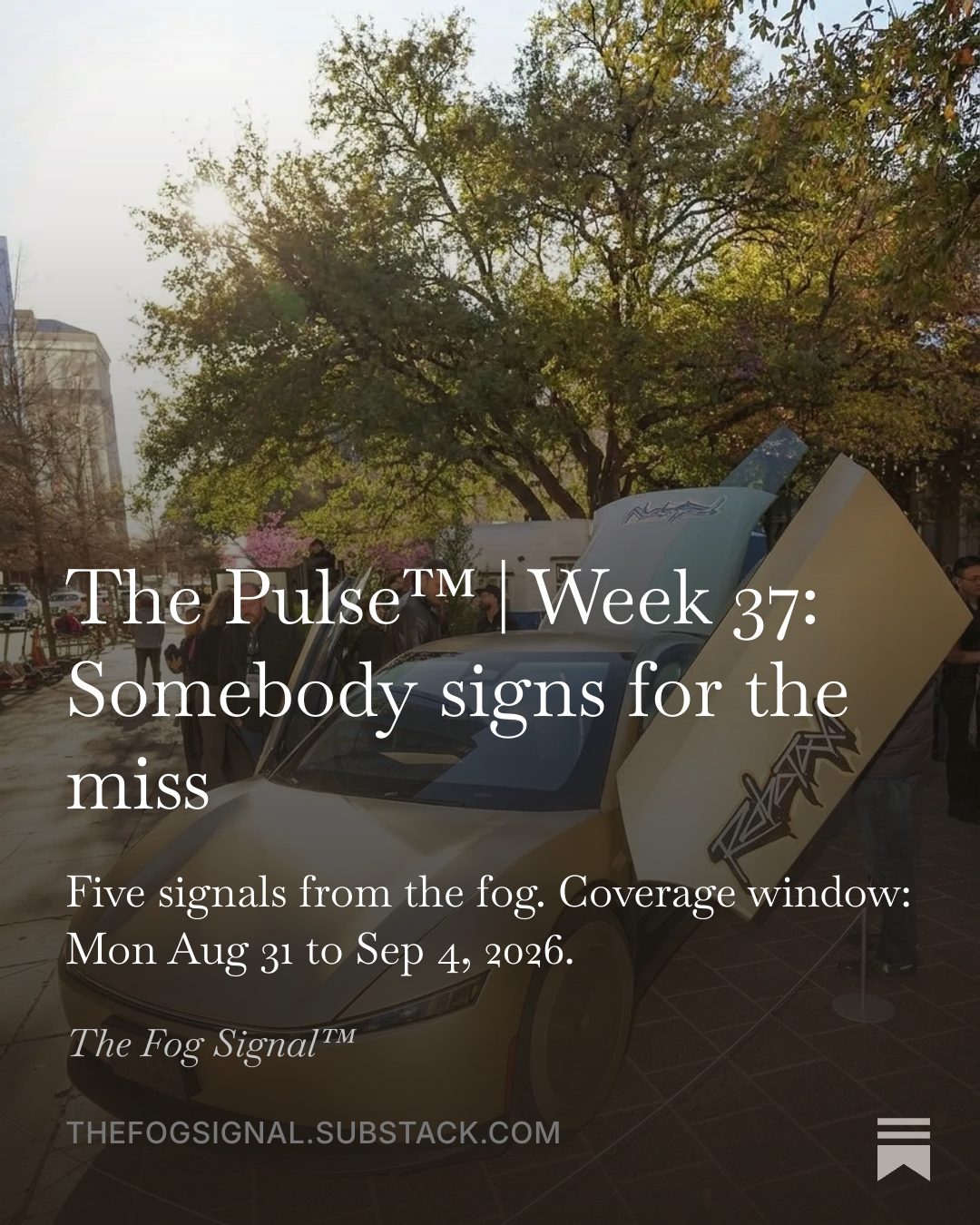 The Pulse Week 37 visualization for Somebody signs for the miss, covering industrial IoT, telecommunications, edge computing, autonomous systems, and artificial intelligence.