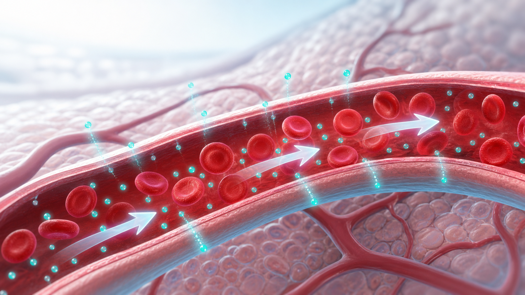 Nitric oxide release and improved local circulation illustration