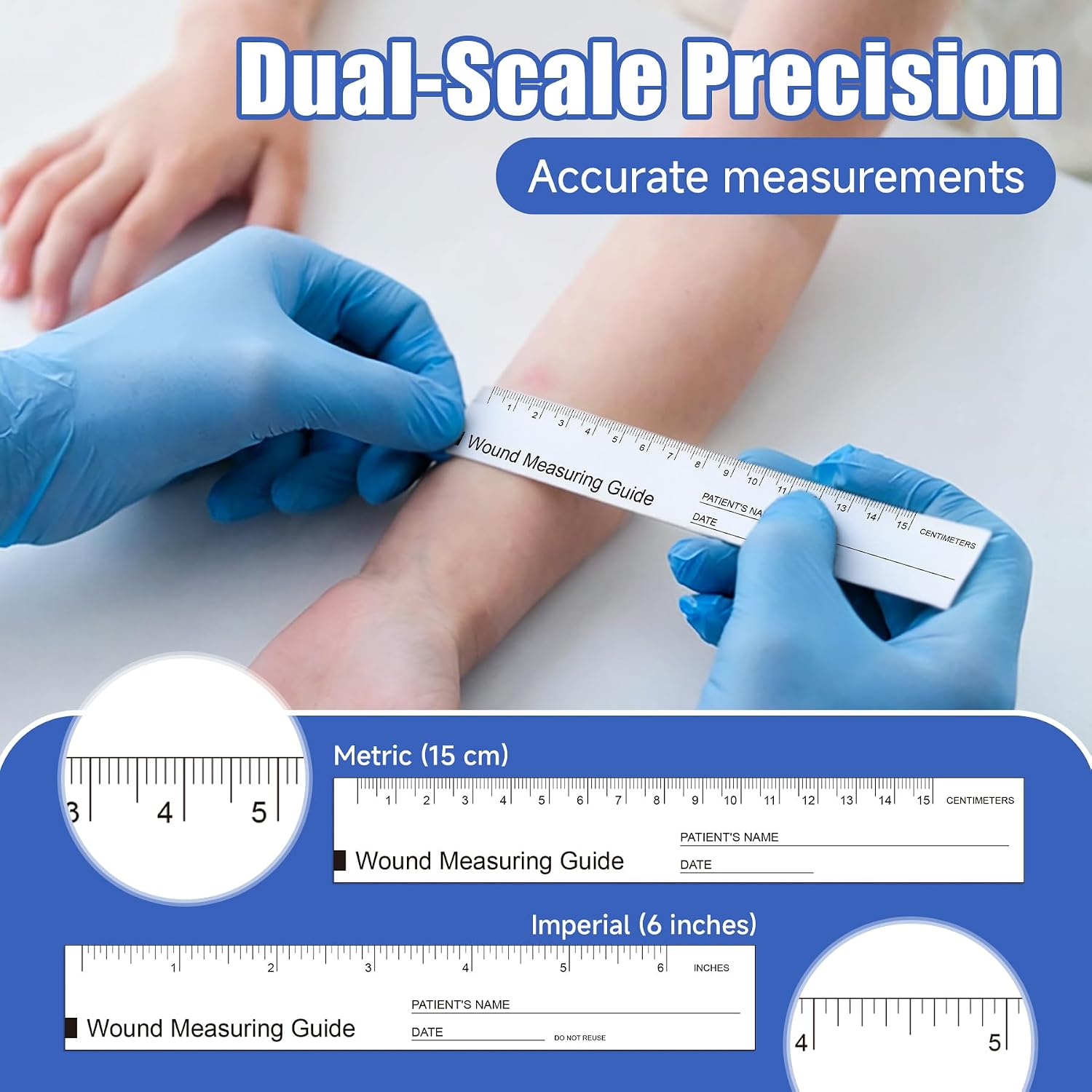 Wound measuring guide in use