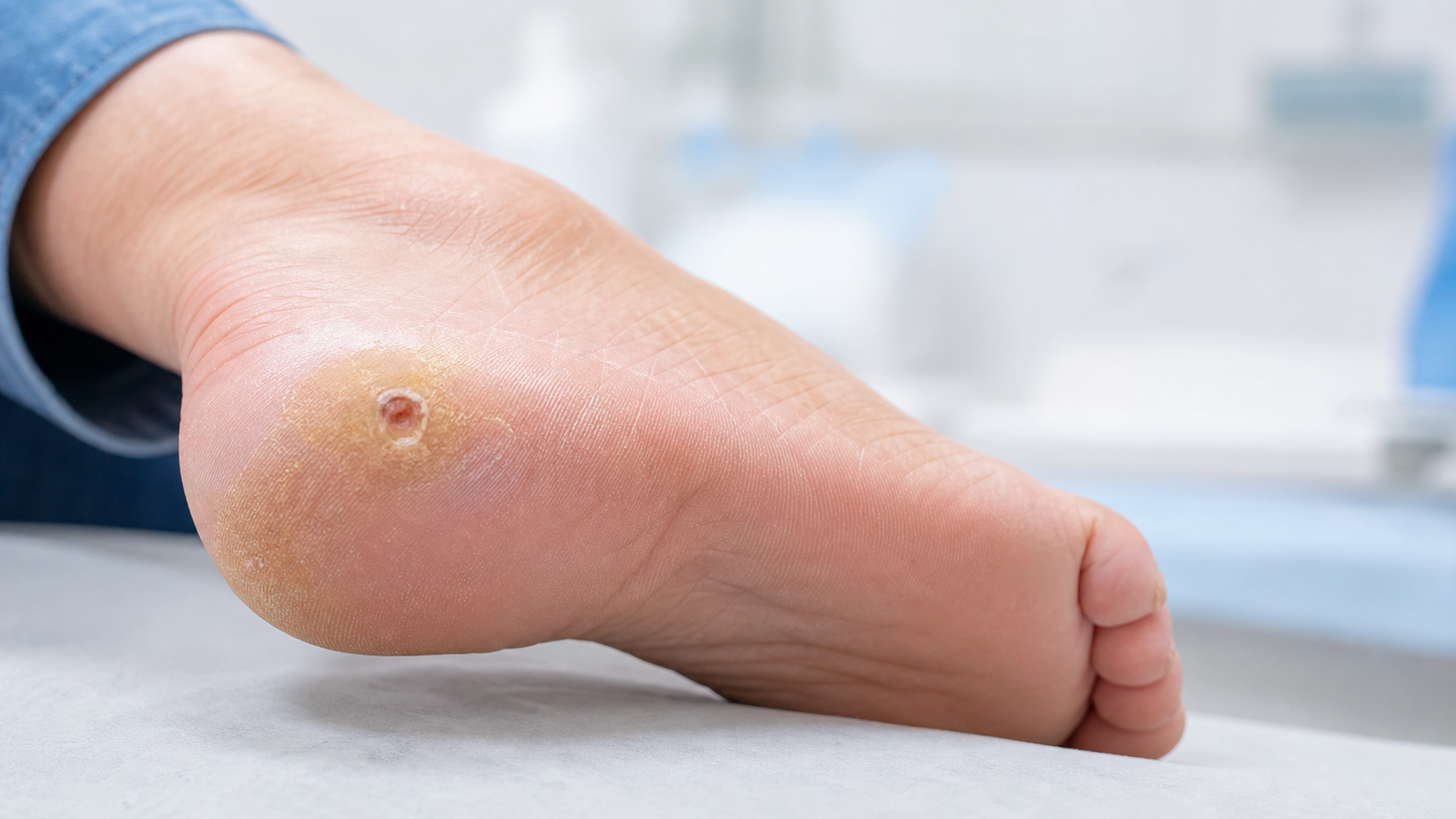 Diabetic ulcer on a person's foot