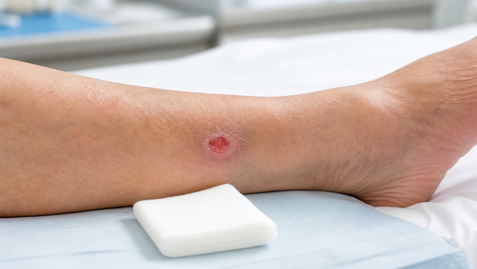 Small one-inch wound appropriate for light therapy treatment
