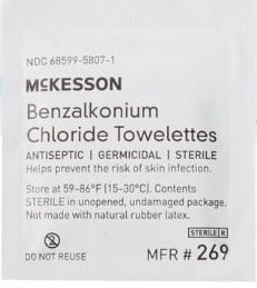 McKesson Benzalkonium Chloride Towelettes sterile antiseptic packet